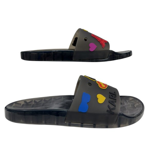 Karl Lagerfeld Paris Thea Jelly Translucent Pool Slides Sandals Women's Size 9 - Picture 2 of 12